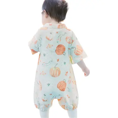 Newborn Romper Baby Summer Gauze Short Sleeve Crawling Suit