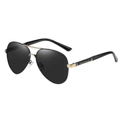 Men Polarized Sunglasses Black Silver Frame Anti-UV