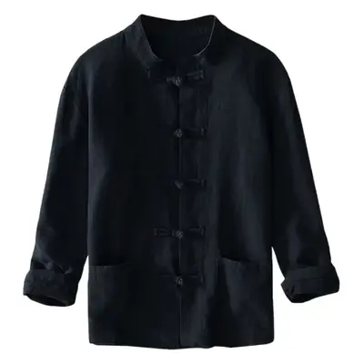 Men's Chinese Style Ramie Tang Suit Cream Loose Cotton Linen Jacket