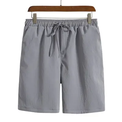 2023 New Men's Gray Cotton Linen Shorts