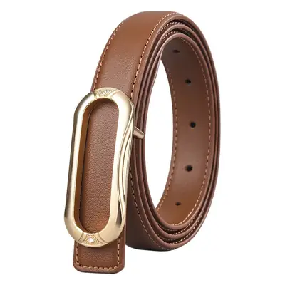 Brown Leather Belt with Gold Plate Buckle