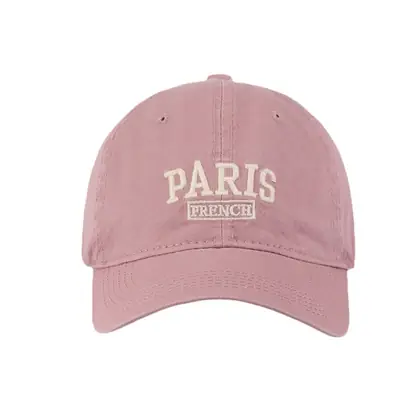 High Quality Washed Cotton Baseball Cap Pink French Print