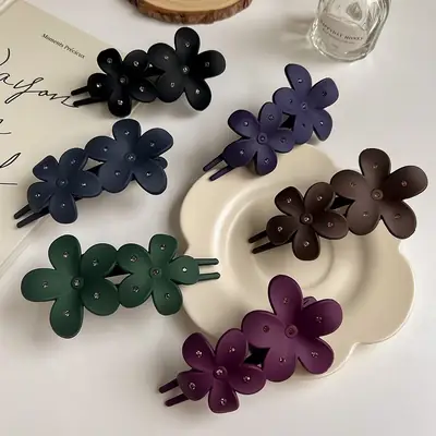 Purple Flower Hair Clips for Women Elegant Net Clip