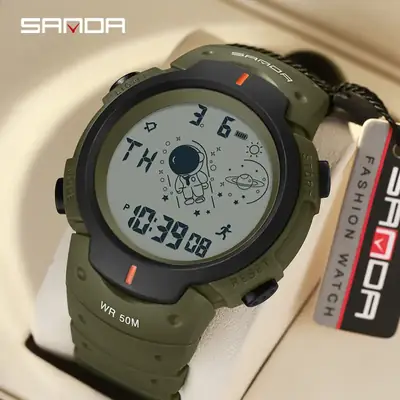 Sanda Astronaut Digital Watch 60m WR Olive Green