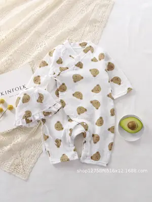 Baby Cotton Long Sleeve Jumpsuit Set with Heart Print