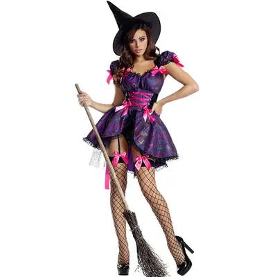 Spider Web Witch Costume Magic Wizard Halloween Party Costume