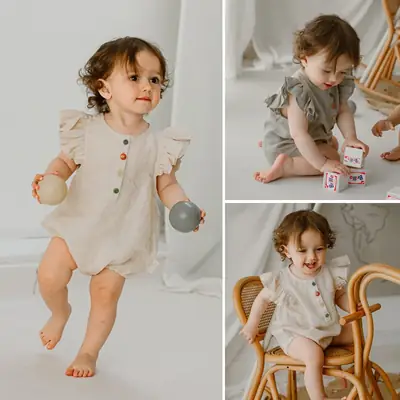 Korean Style Baby Flying Sleeve 4 Button Suit