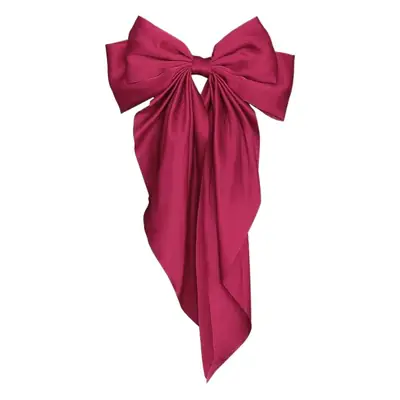 Bow Hairpin Long Ribbon Large Vintage Wine Red