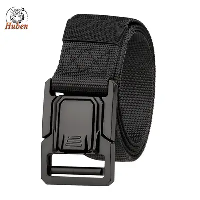 Men's Black Military Nylon Belt with Buckle
