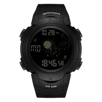 Sanda Black Luminous Waterproof Sports Watch 50m