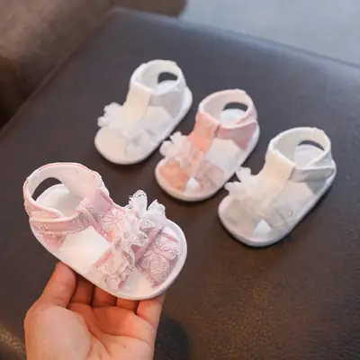 Baby Shoes Lace Summer Sandals 0-3 Months 6 Newborn Pre-Walking Shoes Baby Soft-Soled Cloth Shoes Breathable