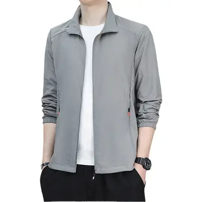 Men's Light Blue Sun Protection Jacket with Collar