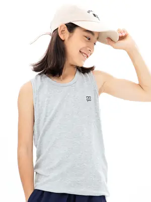 Gray Sleeveless Sports Vest for Boys Middle to Big Kids