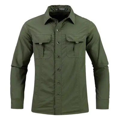 Men's Blue Long Sleeve Button-Up Shirt Spring Summer