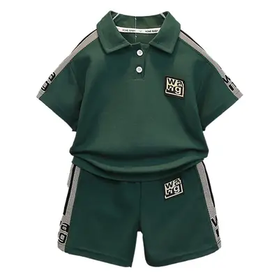 Boys Green Polo Suit 2025 Summer New Kidsren
