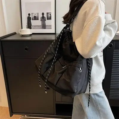 Large Capacity Drawstring Bag Women's 2023 Summer New Tote