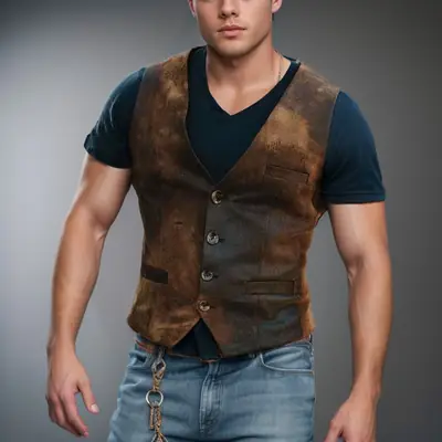 Retro Brown Leather Vest for Men 2023