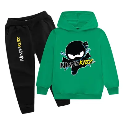 Ninja Kids Hoodie & Pants Set Grey Black Cartoon Print