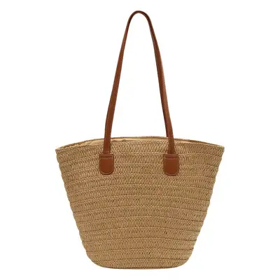 Women's Straw Bucket Bag Western Style One Shoulder