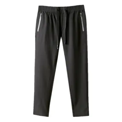 Men's Black Stretchable Zip Pockets Pants