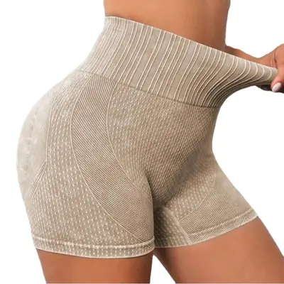 Brown High Waist Hip Lifting Fitness Shorts Quick-Drying Running Sports