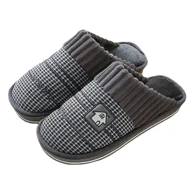 2023 Winter Men's Large Size Retro Cotton Slippers Indoor Non-Slip Home Thick-Soled Warm Men's Thickened Couple Slippers