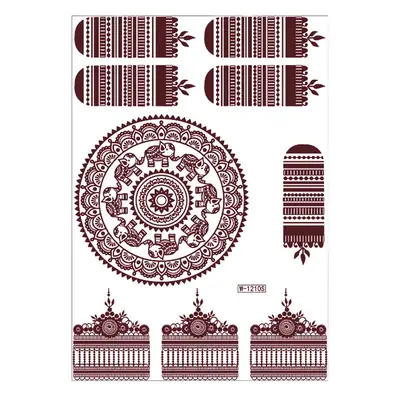 Zhengxiang New Cross-Border Brown Lace Tattoo Stickers Waterproof Floral Indian Henna Art Tattoo Amazon