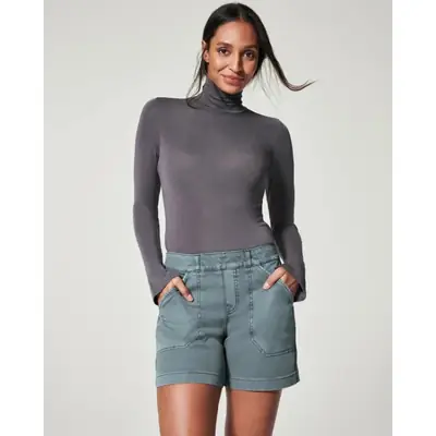 Brown Flap Pocket High Waist Shorts for Women