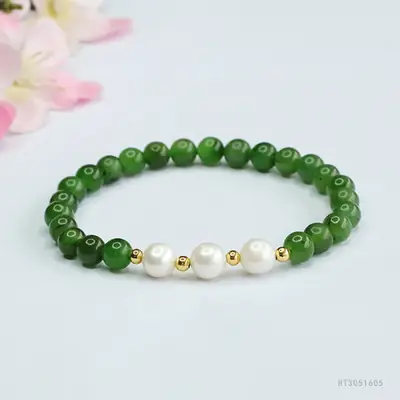 Green Jade Pearl Bracelet Ancient Style Jewelry