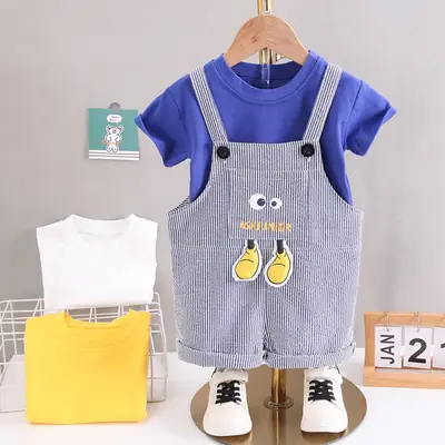 Kids Summer Overlooked Shorts Set Blue Cotton