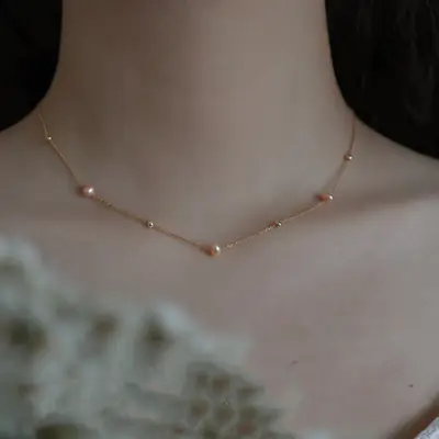 Natural Pearl Necklace for Women French Style Collarbone Chain