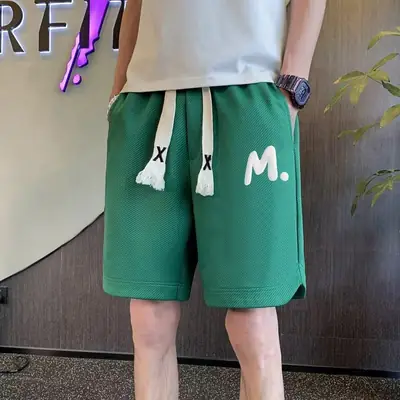 Men M. Embroidered Shorts Black Tassel Waist