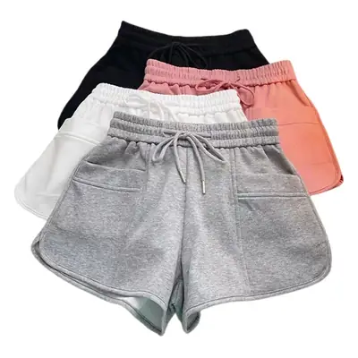 Women's Pink Drawstring Shorts High Waist Loose Summer