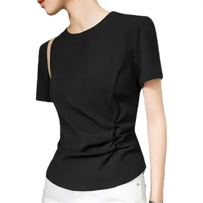 Women White Cotton T-Shirt Summer 2024