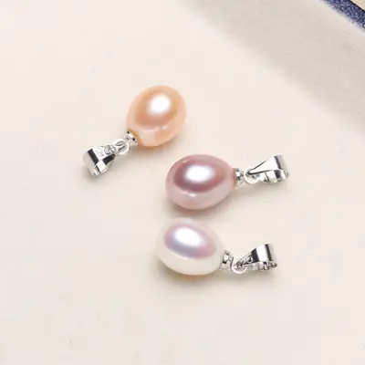 Elegant Pearl Pendant with Rice Beads 925 Sterling Silver