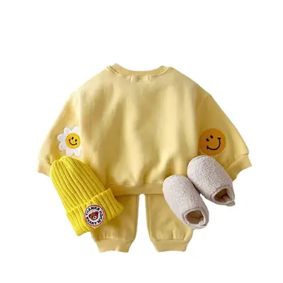 Baby Sunflower & Smile Sweatshirt Set Yellow