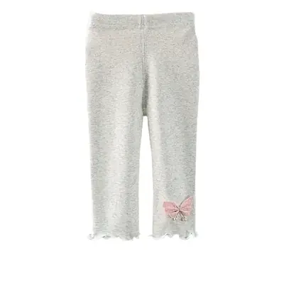 Girls' White Cotton Capri Leggings Summer Wear