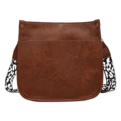 Black PU Leather Leopard Print Crossbody Bag for Women