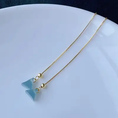 Ice Blue Jadeite Earrings Gold Plated 925 Silver