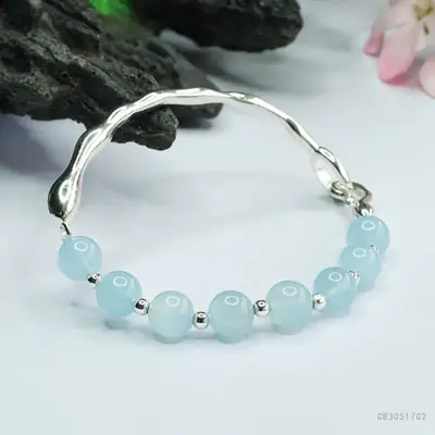 Blue Crystal Aquamarine Gemstone Bracelet for Women