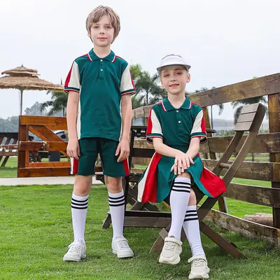 Red Green Cotton Skirt for Girls School Uniform