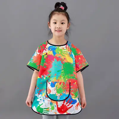 Kids Oil Painting Apron Waterproof Anti-Dressing Kindergarten Dining Set