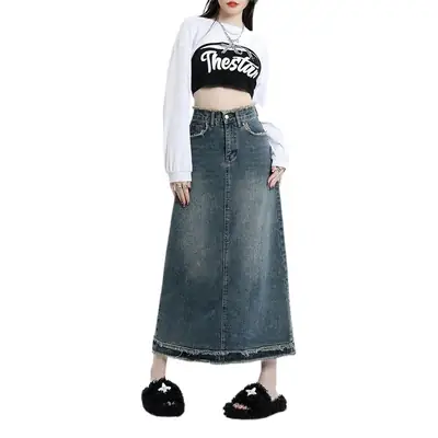 Denim A-Line Skirt Women Summer High Waist