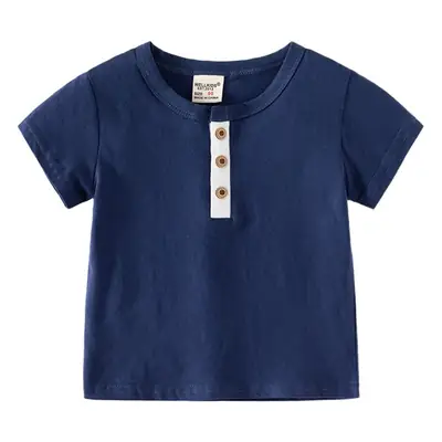 Blue Cotton Short Sleeve T-Shirt for Boys Medium
