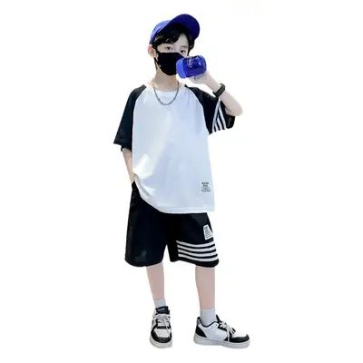 Boys 2025 Summer Suit White Black Short Sleeve