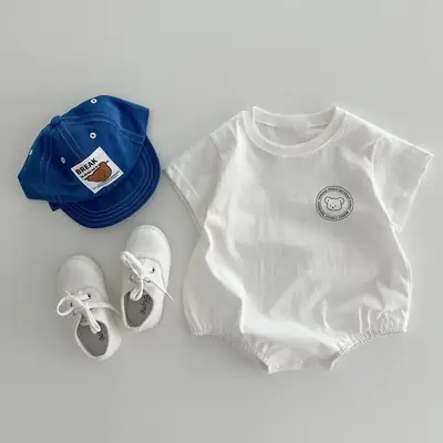 Baby's Black Graphic Jumpsuit with Hat & Slippers