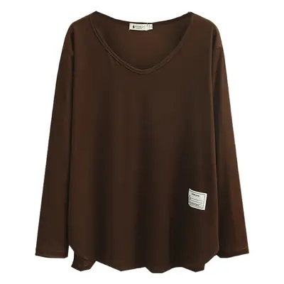 Black Long Sleeve T-Shirt Plus Size Women's Casual Wear