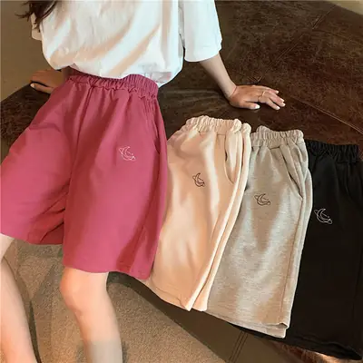 Women Crossbody Shorts White Cotton High Waist Loose Fit