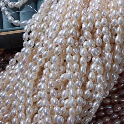 Natural Freshwater Pearls Loose Beads 5-6mm Rice Shaped