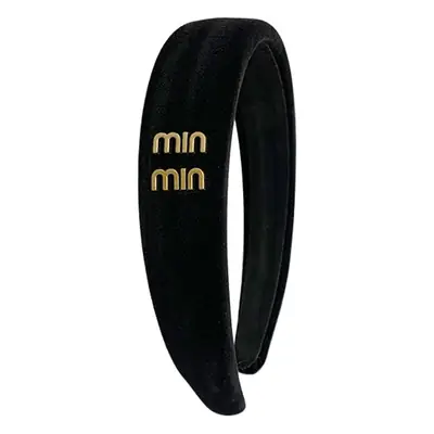 Black Velvet Headband with Letter Wide Bristle